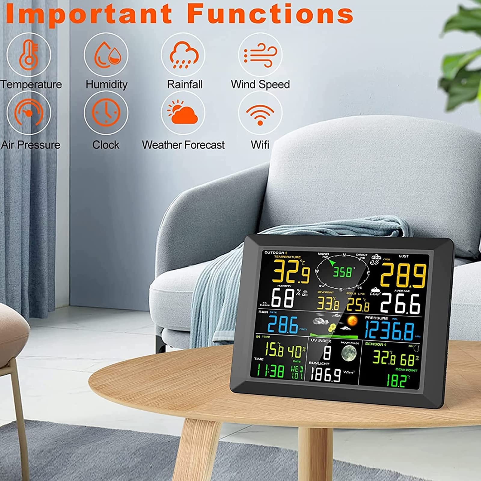 Amazon.com: 7-in-1 Weather Station Indoor Outdoor Weather